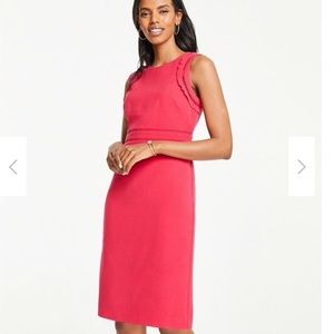 NWT Ann Taylor Ruffle Sleeve Doubleweave Sheath Dress in Pink Women’s Size 2